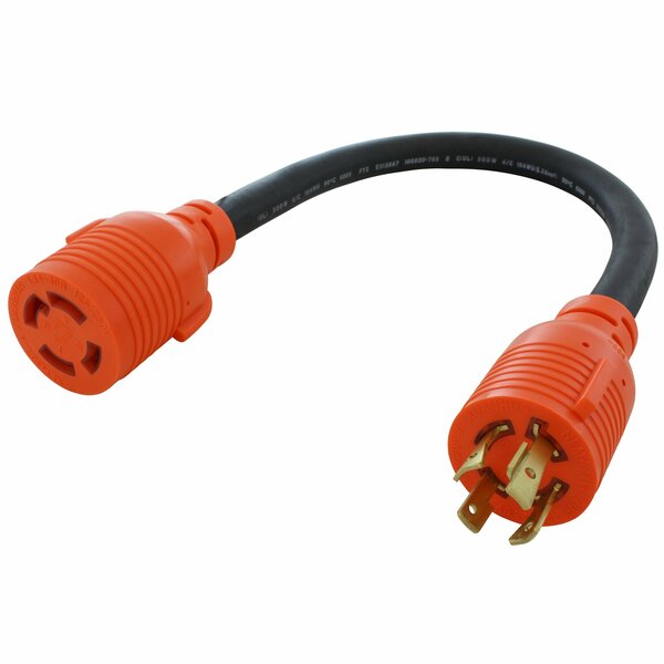 Ac Works 1.5ft 20A 4-Prong 125/250V L14-20P Plug to L14-30R 30A 4-Prong 125/250V Connector L1420L1430-018